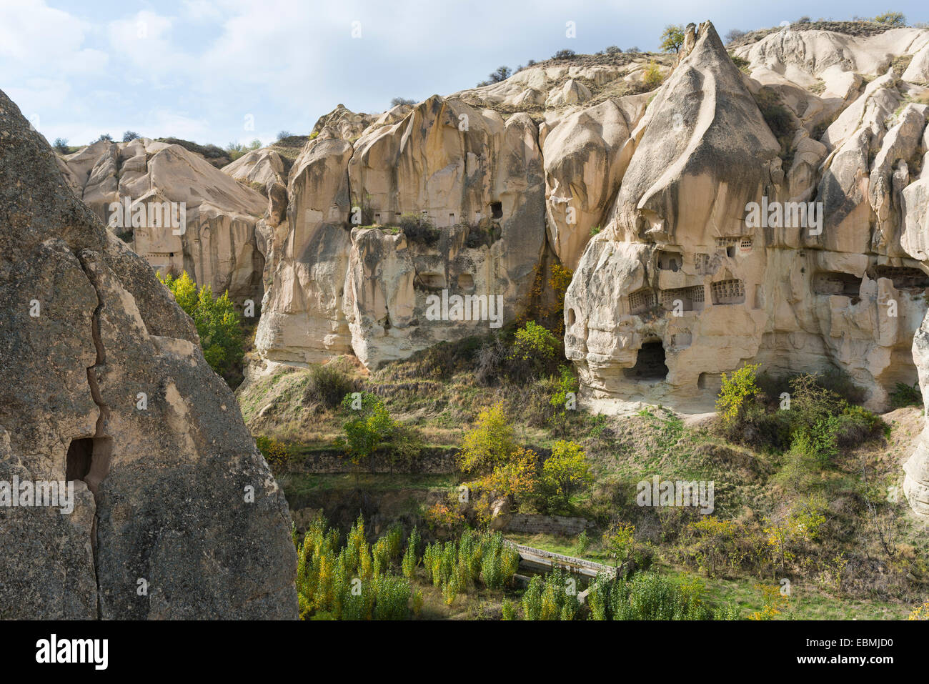 Höhle Wohnungen in Göreme Open Air Museum, UNESCO-Weltkulturerbe, Kappadokien, Nevsehir Provinz, Türkei Stockfoto