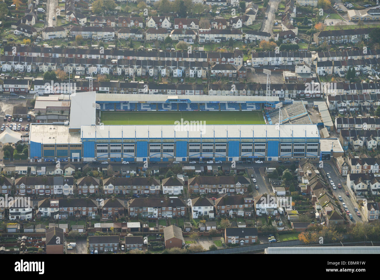 Eine Luftaufnahme des Priestfield Stadium, Heimat des FC Gillingham Stockfoto