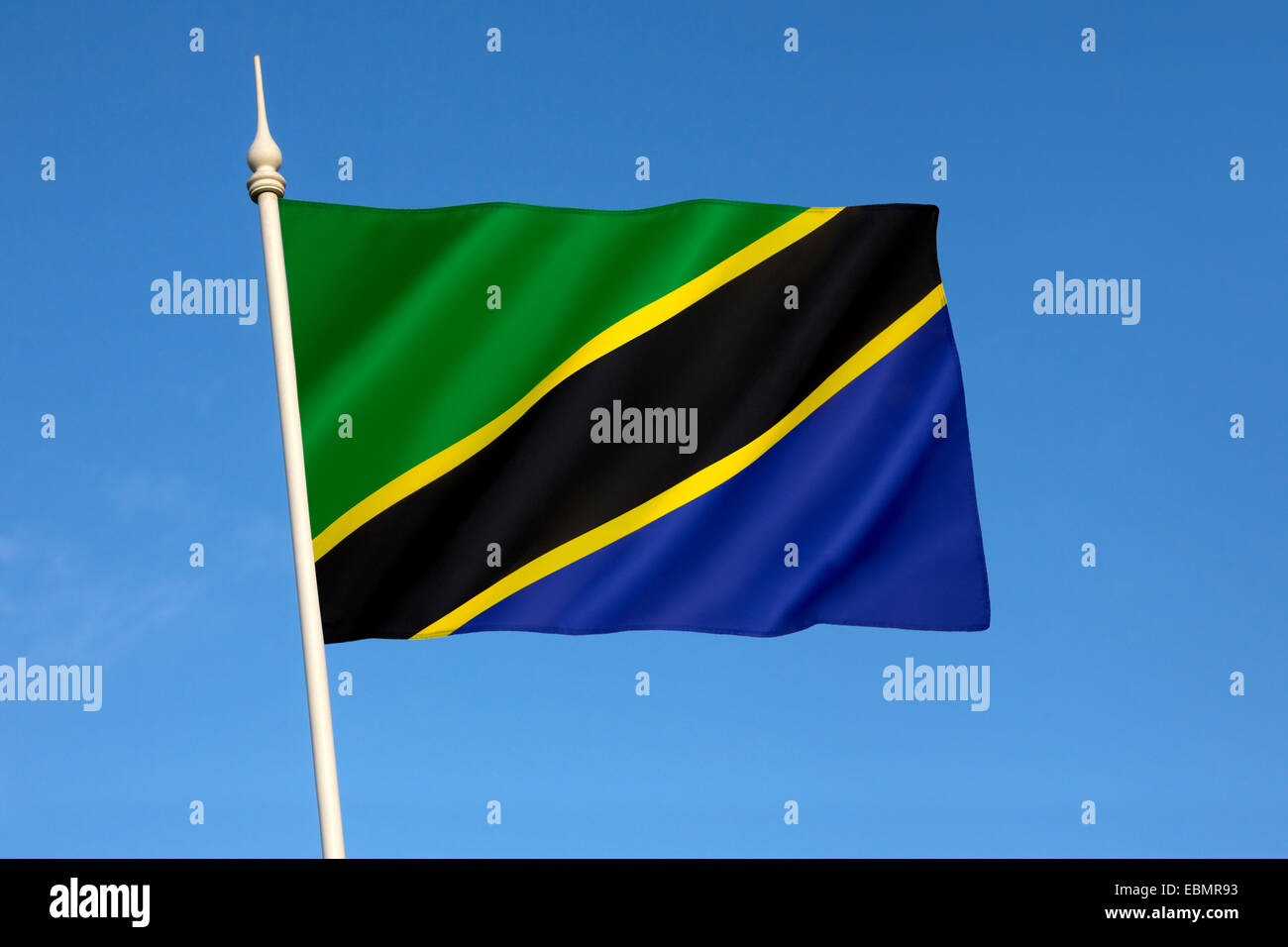 Flagge der Vereinigten Republik Tansania Stockfoto