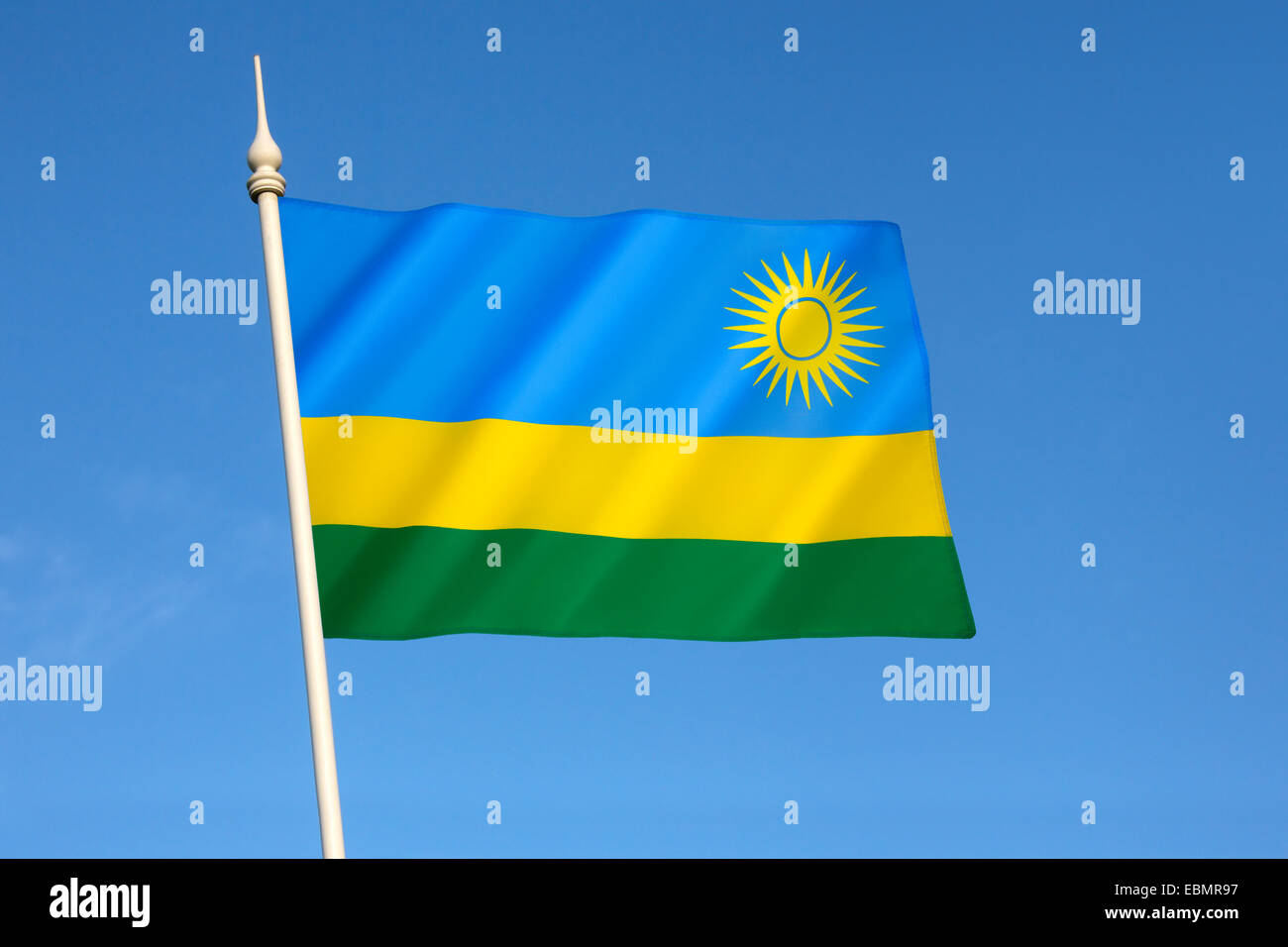 Flagge von Ruanda Stockfoto