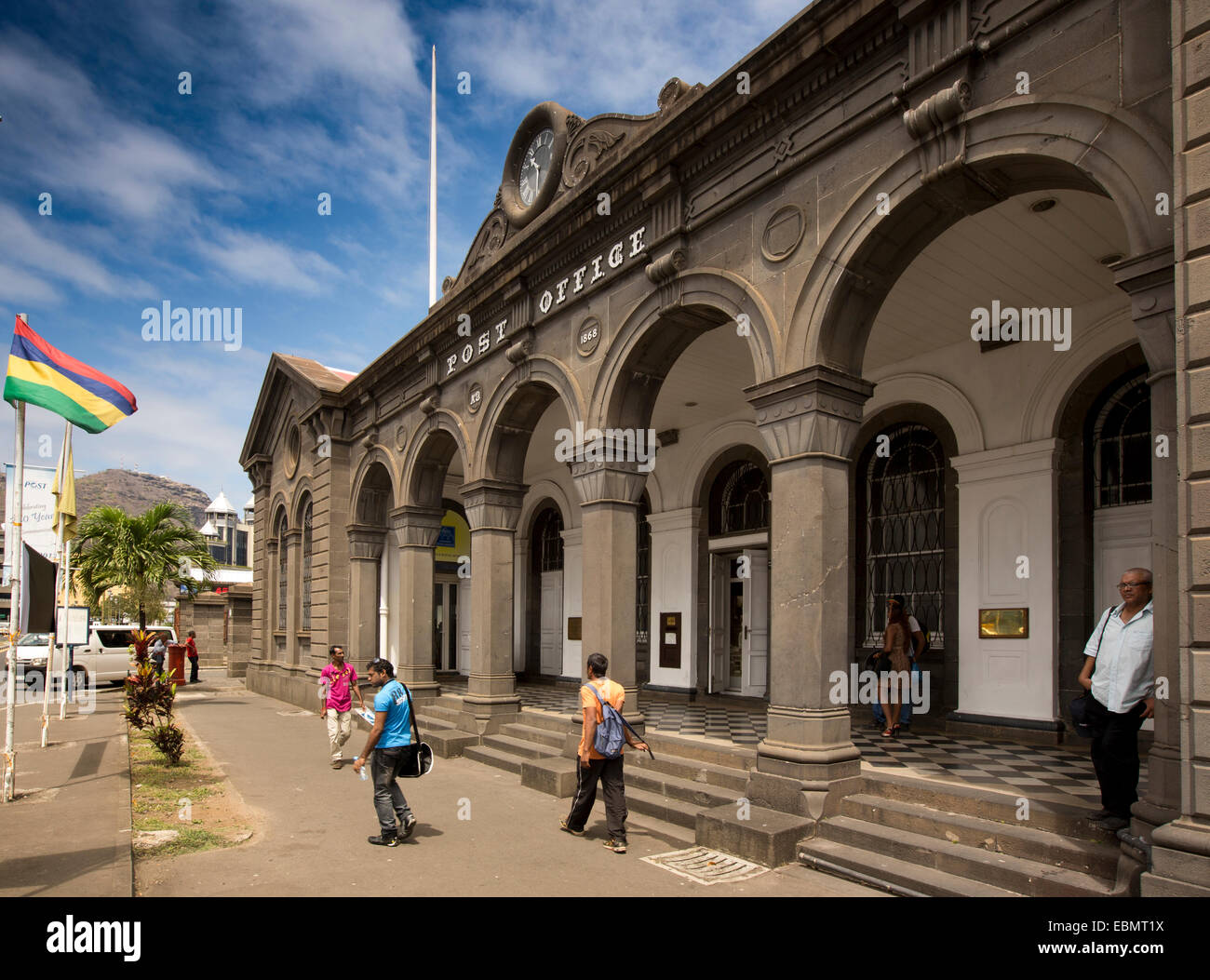 Mauritius, Port Louis, Caudon Waterfront, historische Kolonialzeit Kopf Postgebäude und Postmuseum Stockfoto
