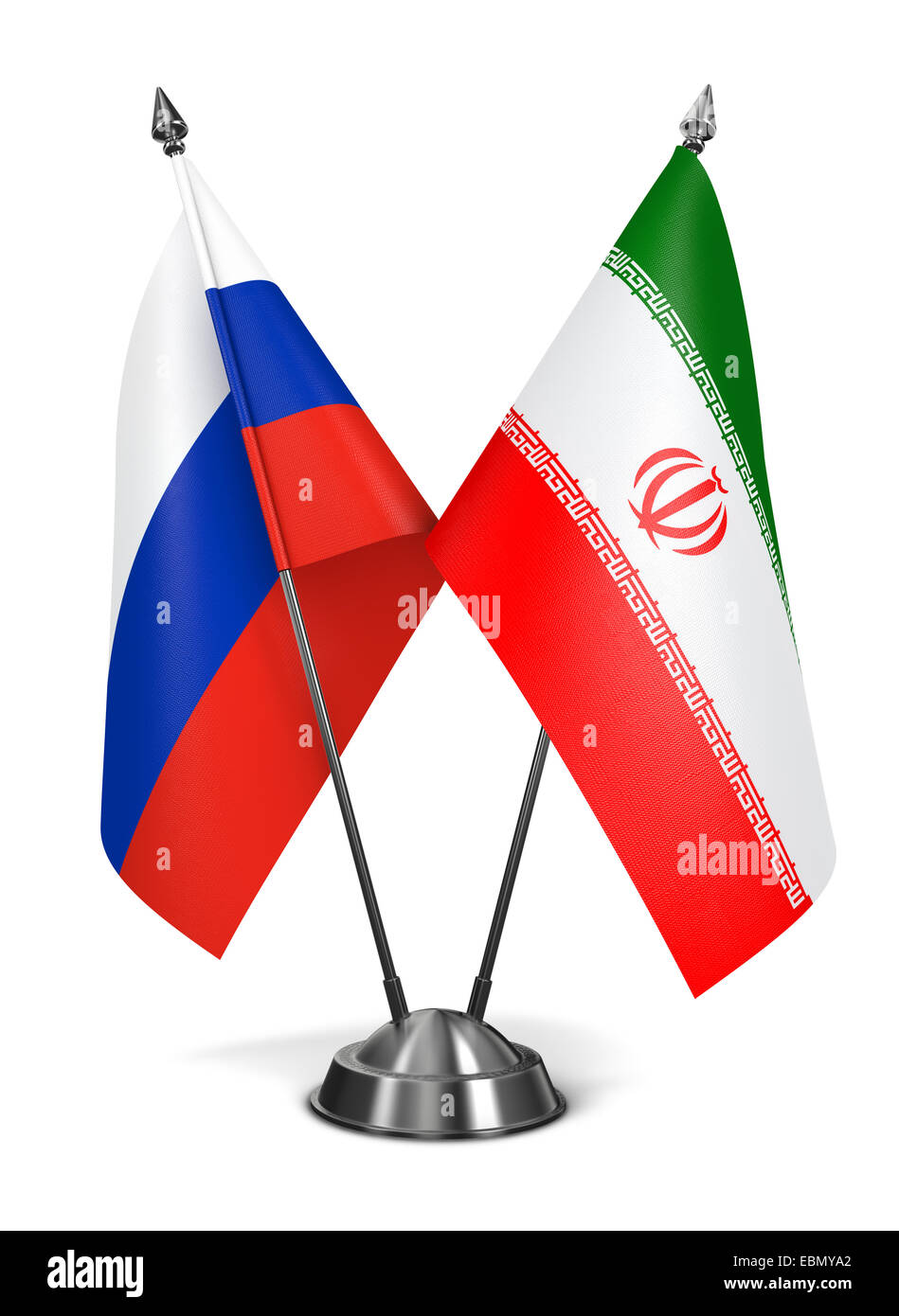 Iran und Russland - Miniatur-Flags. Stockfoto