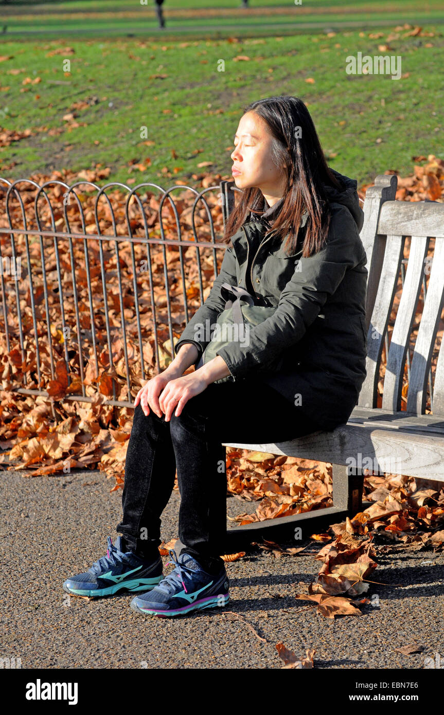 London, UK. 3. Dezember 2014. Goer Park in der Sonne. Sonnenschein am Herbstlaub im St. James Park. Einen kalten Tag in London mit einer Höhe von 8 Grad Celsius Credit: JOHNNY ARMSTEAD/Alamy Live News Stockfoto