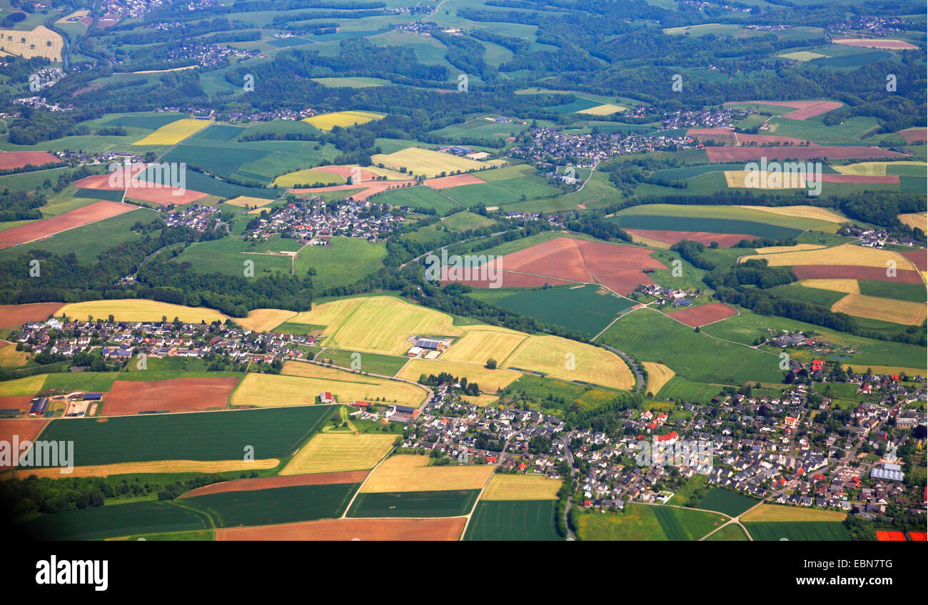 die Qual der Landschaft im Bergischen Land, Luftaufnahme, Deutschland, Nordrhein-Westfalen Stockfoto