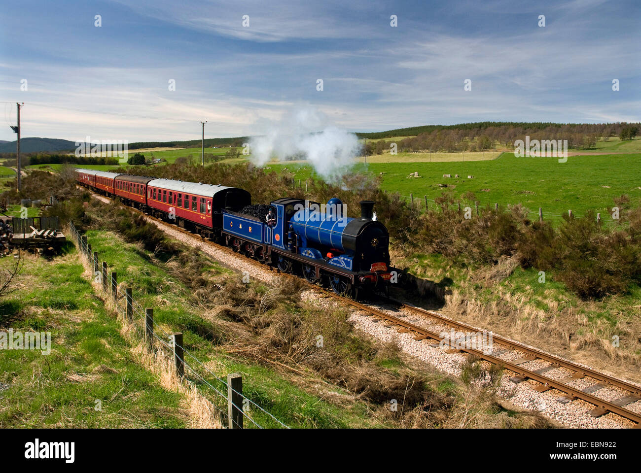 Dampf-Lokomotive 828.812 Klasse, Mcintosh 0-6-0, Jumbo, Caledonian Eisenbahnen, Strathspey Dampfeisenbahn, Aviemore, Vereinigtes Königreich, Schottland Stockfoto