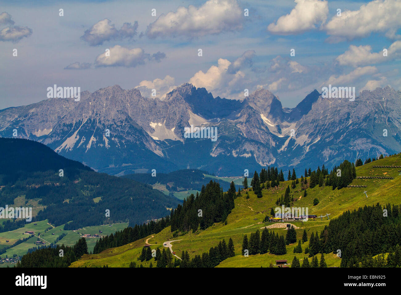 Kaisergebirge, Wilder Kaiser von der Südseite, Österreich, Tyrol Stockfoto