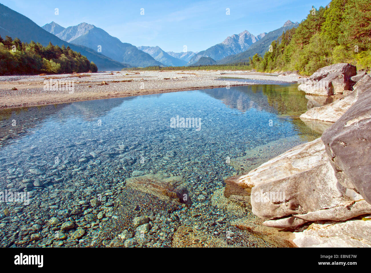 Fluss Blutegel, Österreich, Tirol, Lechtaler Alpen Stockfoto