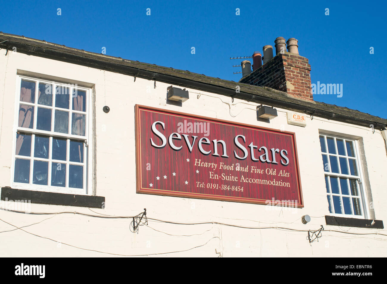 Sieben Sterne Inn Zeichen innerhalb Shincliffe Dorf, County Durham, England, Grossbritannien Stockfoto