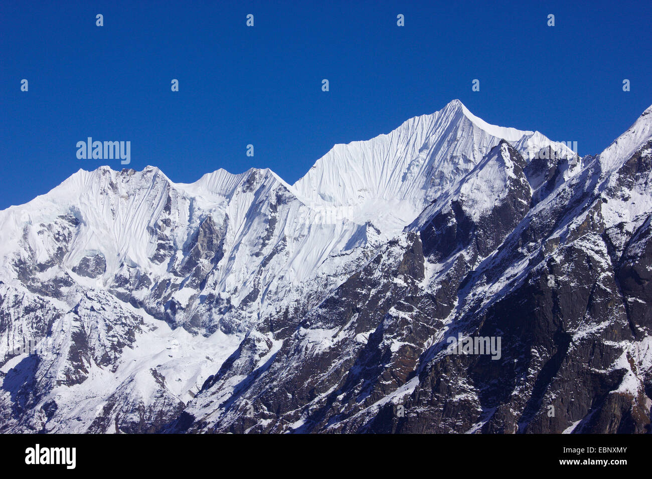 Gangchempo, Blick vom Aufstieg zum Ganja La, Nepal Langtang Himal Stockfoto