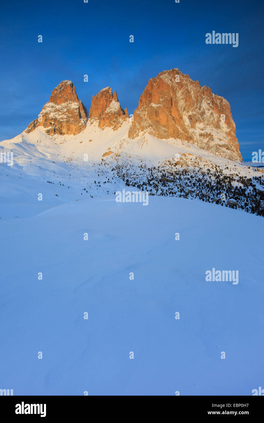 Plattkofels, 2956 m und Langkofel, 3181 m, Italien, Südtirol, Dolomiten Stockfoto