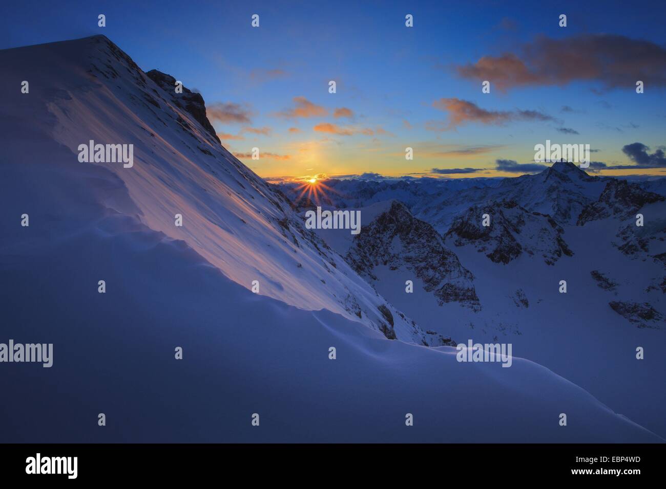 Titlis bei Sonnenaufgang, Schweiz, Obwalden Stockfoto