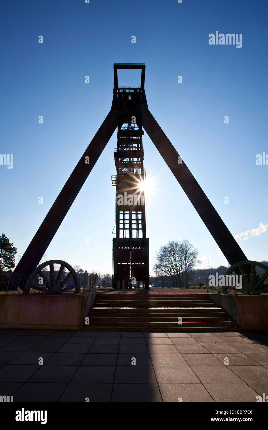 Förderturm von früher Kohle abbauen, Deutschland, Nordrhein-Westfalen, Ruhrgebiet, Recklinghausen II, Recklinghausen Stockfoto