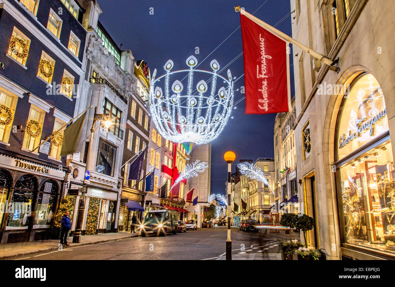 Weihnachtsbeleuchtung In Bond Street London UK Stockfoto