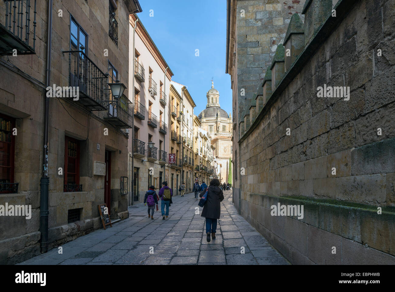 SALAMANCA, Spanien - 21. November 2014: Calle Libreros (Buchhändler Street). Dies ist eine Fußgängerzone in der Altstadt-cen Stockfoto