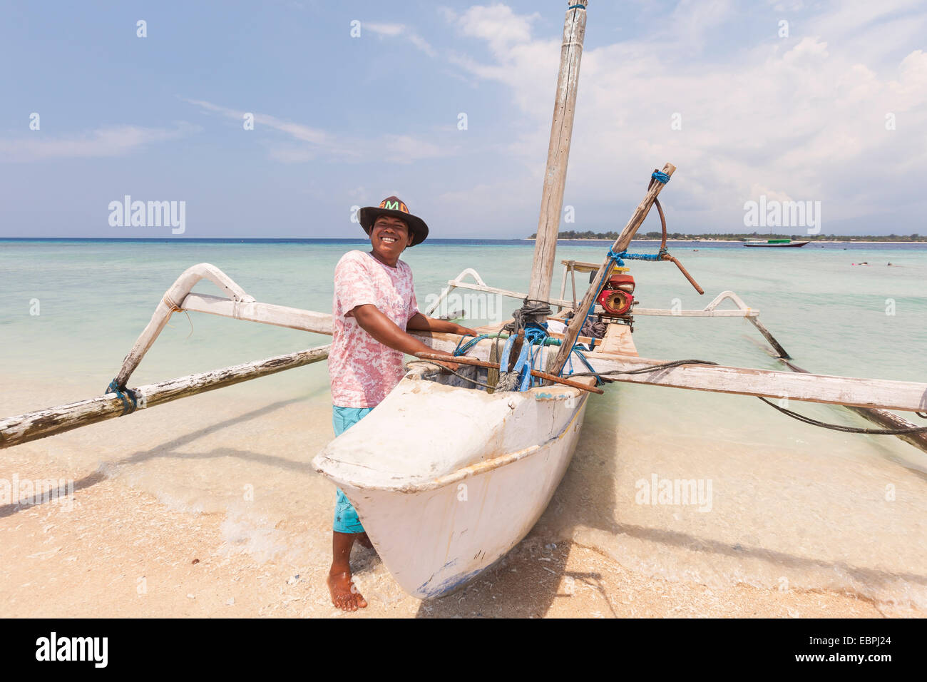 Fischer in Gili-Inseln, Bali, Indonesien Stockfoto