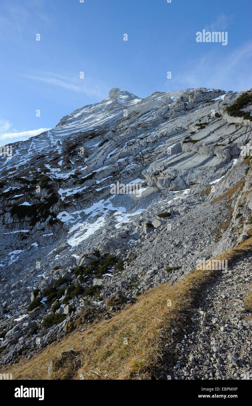 Ansicht des Berges Watzmann vom Wanderweg, Ramsau, Berchtesgaden, Deutschland Stockfoto
