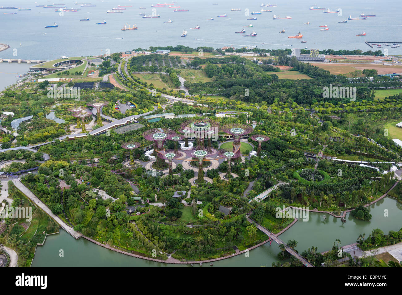 Luftaufnahme, Gärten von Bay, Singapur, Südostasien, Asien Stockfoto