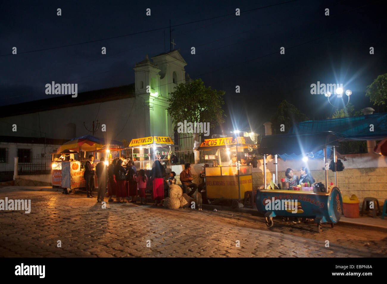 Straße Imbissstände, Nebaj, Guatemala, Mittelamerika Stockfoto