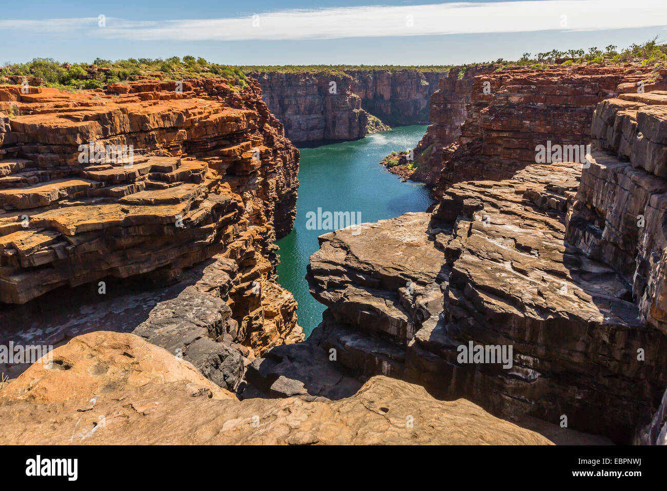 Die Sandsteinfelsen von King George River, Koolama Bay, Kimberley, Western Australia, Australien, Pazifik Stockfoto
