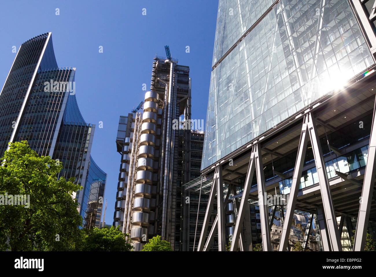 Lloyds, Willis und Käsereibe Bauten, Bankenviertel, City of London, England, Vereinigtes Königreich, Europa Stockfoto