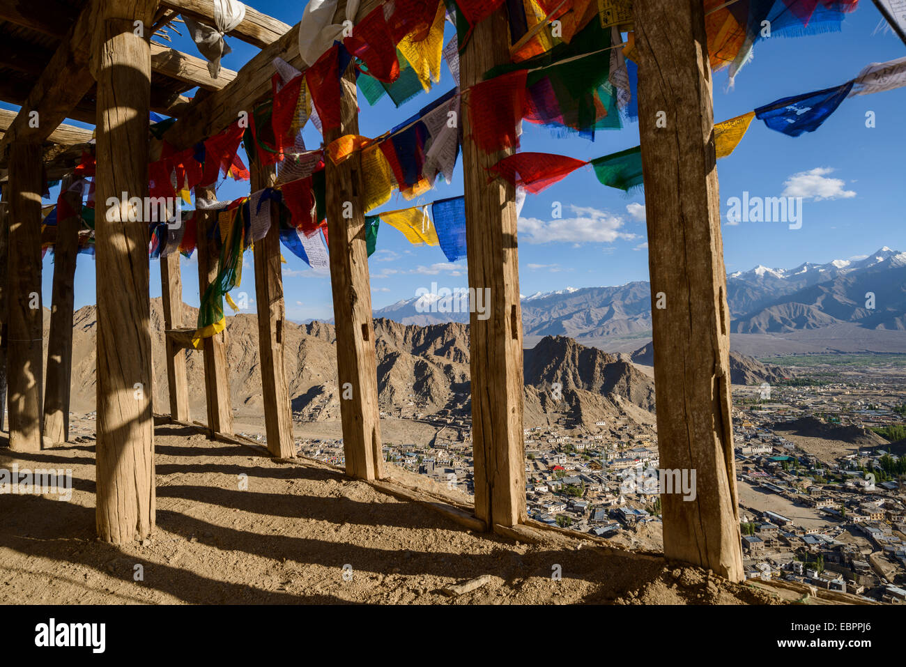 Ganz oben auf der Namgyal Tsemos Kloster in Leh, Ladakh, Himalaya, Indien, Asien Stockfoto