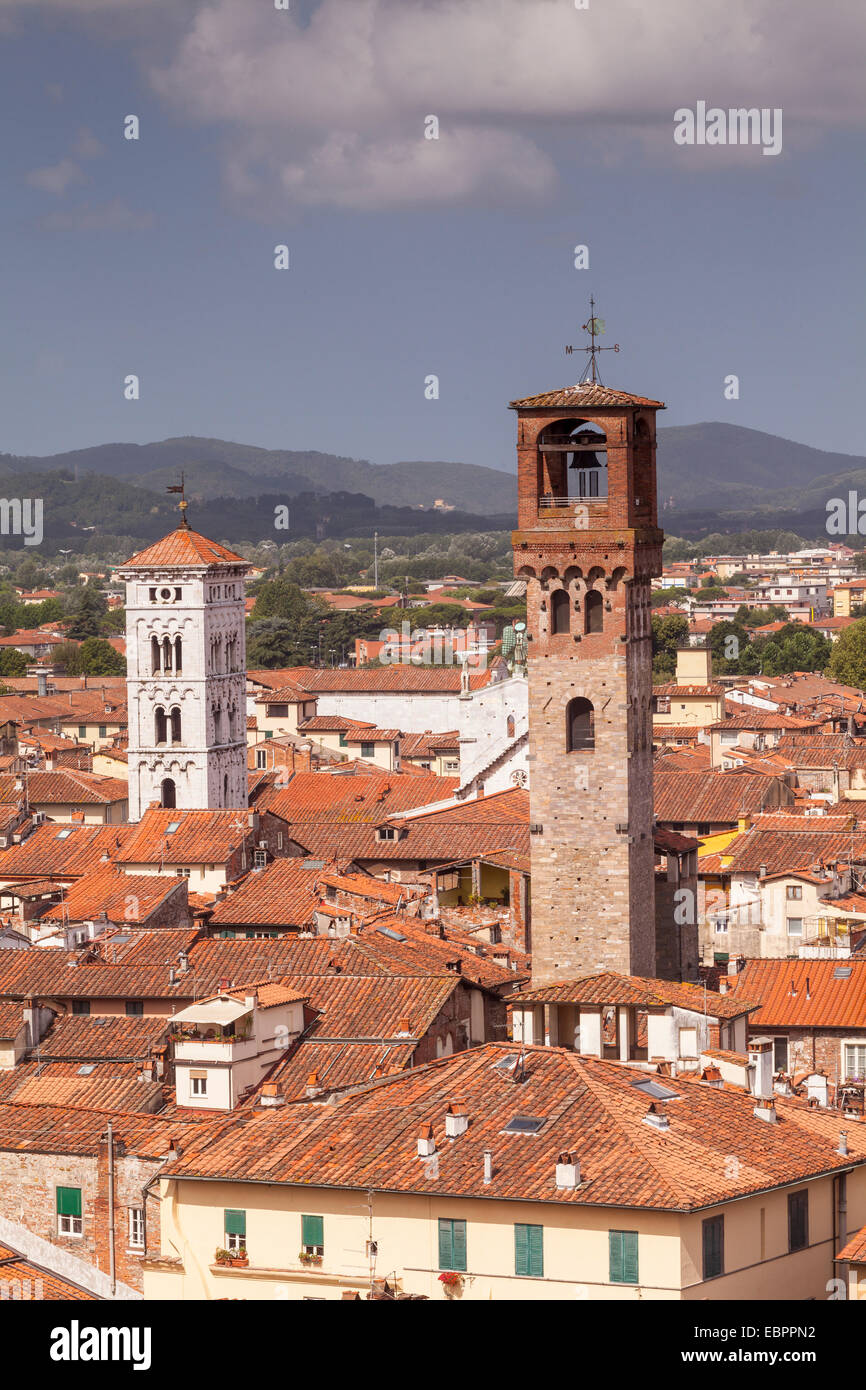 Die Dächer der Altstadt von Lucca, Toskana, Italien, Europa Stockfoto
