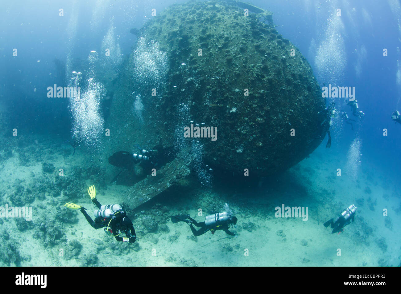 Tauchen Sie das Wrack von Giannis D, Rotes Meer, Ägypten, Nordafrika, Afrika Stockfoto