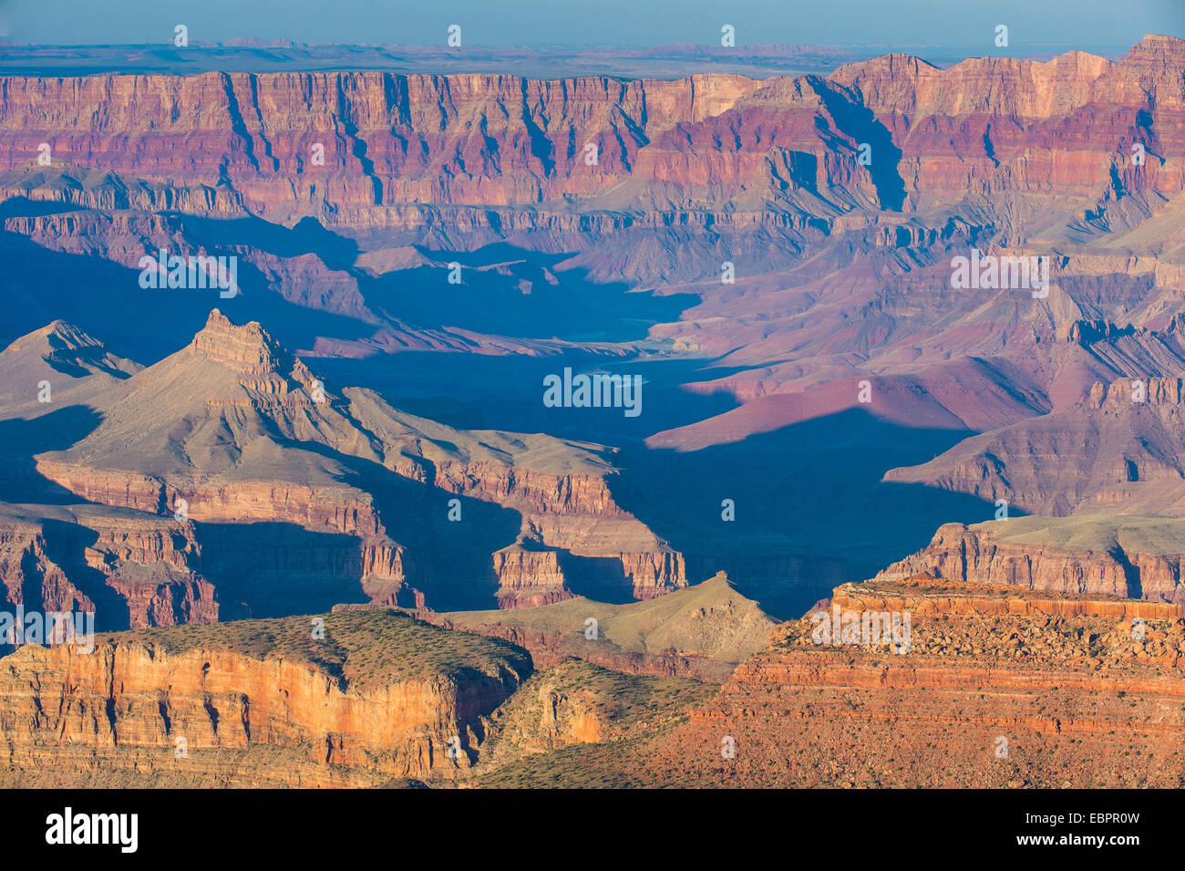 Sonnenuntergang über den Südrand des Grand Canyon, UNESCO World Heritage Site, Arizona, Vereinigte Staaten von Amerika, Nordamerika Stockfoto