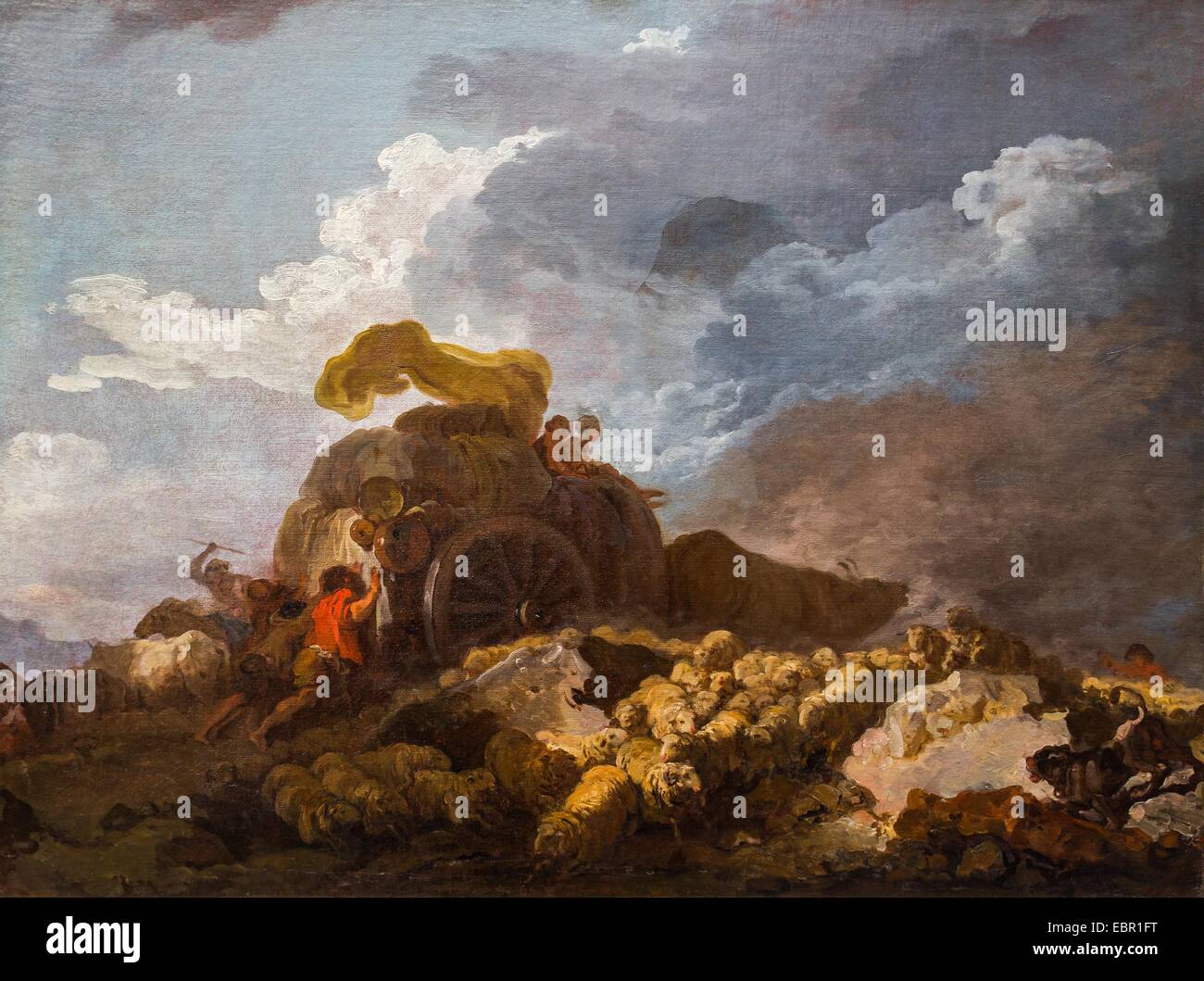ActiveMuseum 0001855.jpg / The Storm, auch bekannt als The verstrickt Wagon, c. 1759 - Jean-Honore Fragonard 25.09.2013 - / 18. Jahrhundert Sammlung / aktive Museum Stockfoto