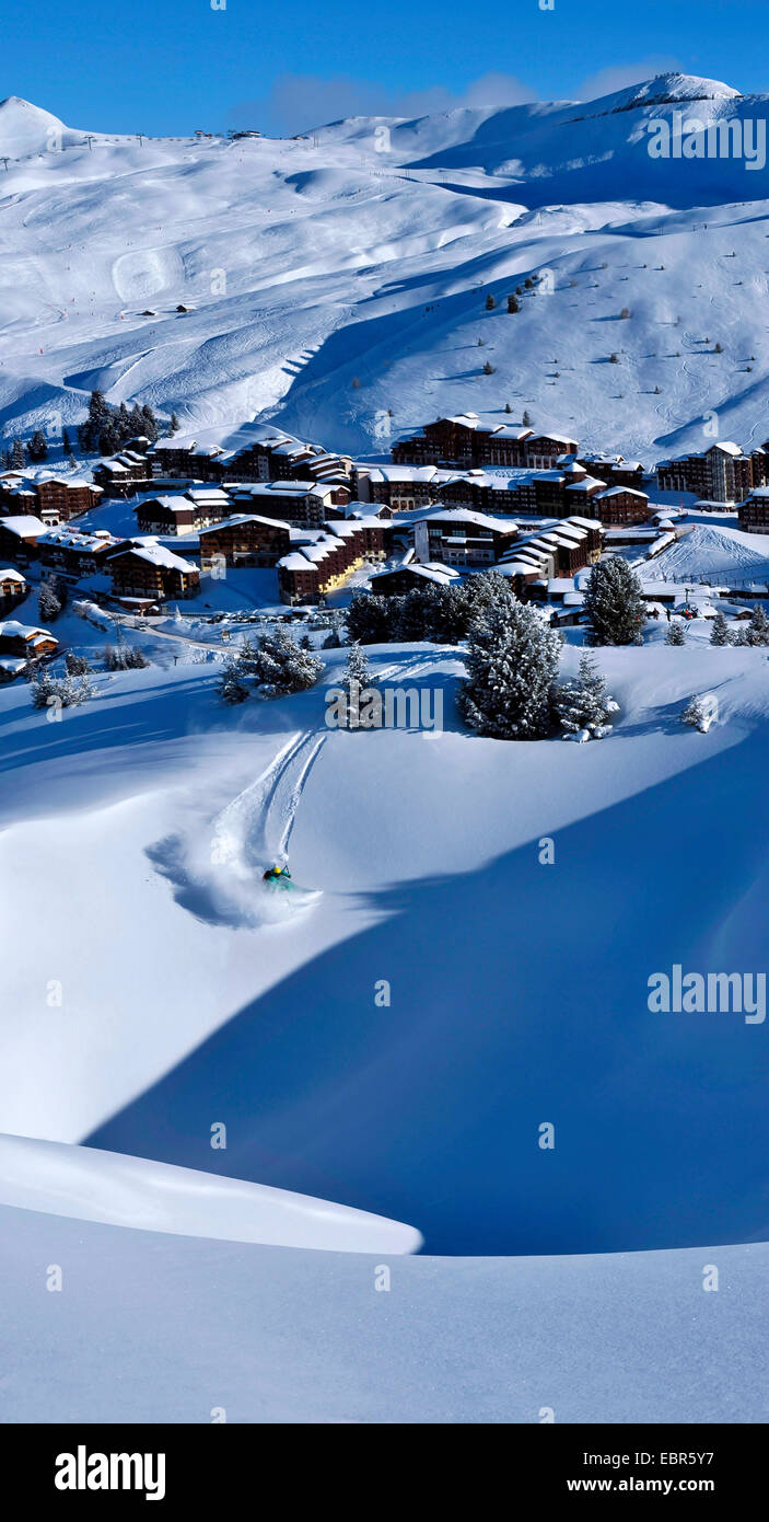 Skigebiet La Plagne, Frankreich, Savoie Stockfoto