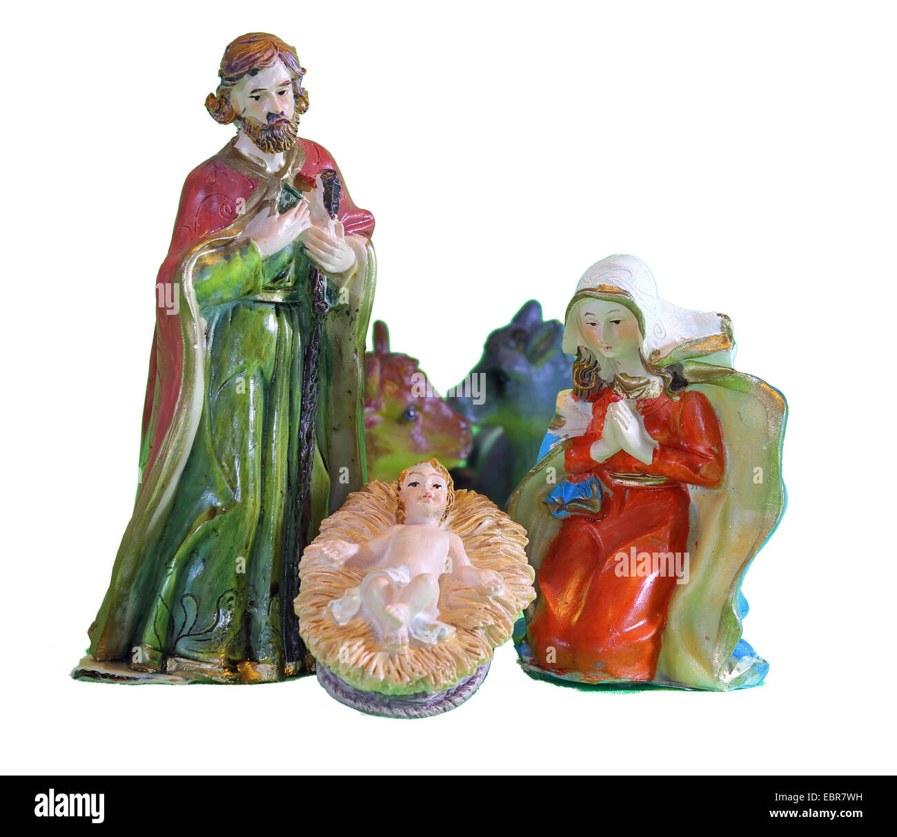 Baby-Krippe mit Jesus Mutter Mary und Joseph Stockfoto
