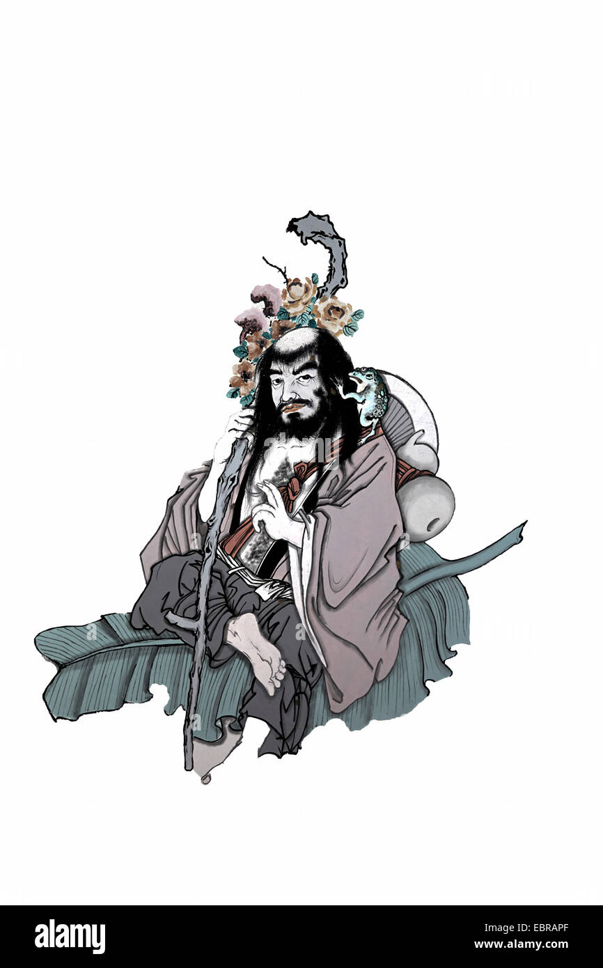 Abbildung eines alten chinesischen Schriftzeichens gemalt an den Wänden eines buddhistischen Tempels. Stockfoto