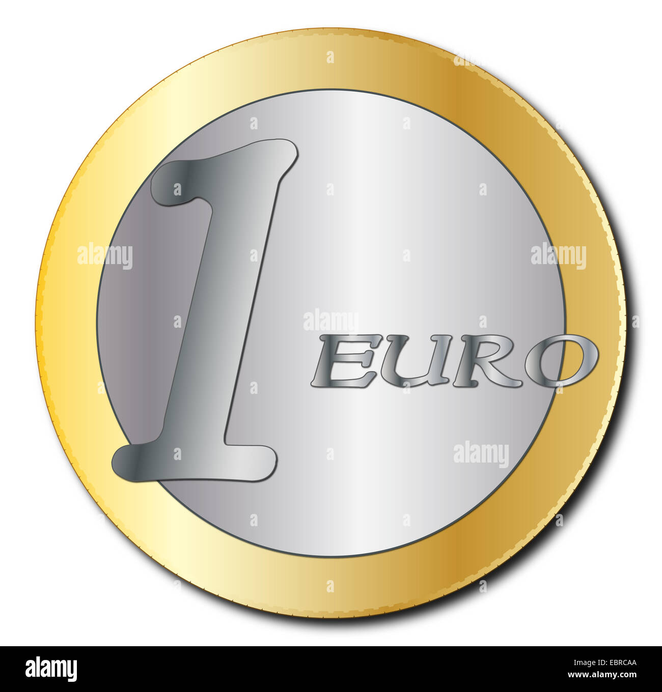 Ein Euro Münze Design isoliert auf weißem Hintergrund Stockfoto