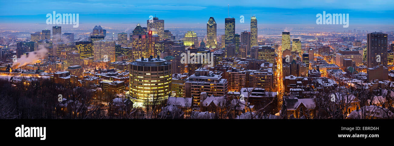 Skyline bei Nacht, Kanada, Quebec, Montreal Stockfoto