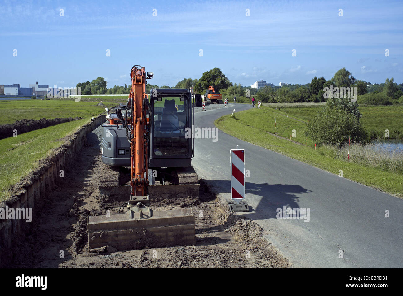 Erhöhung der Deiche, Lesum, Bremen, Niedersachsen, Deutschland Stockfoto