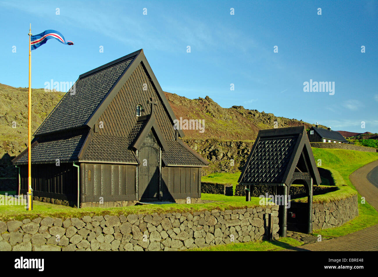 Kirche von Heimaey, Island, Vestmannaeyjar, Heimaey Daube Stockfoto