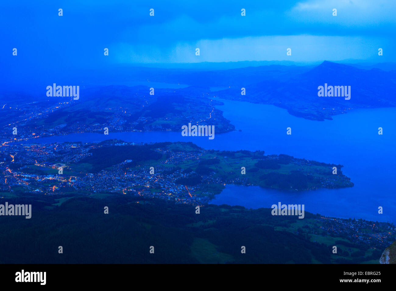 Gewitter über Luzern an der See, Luzern, Vierwaldstättersee, Luzern Stockfoto