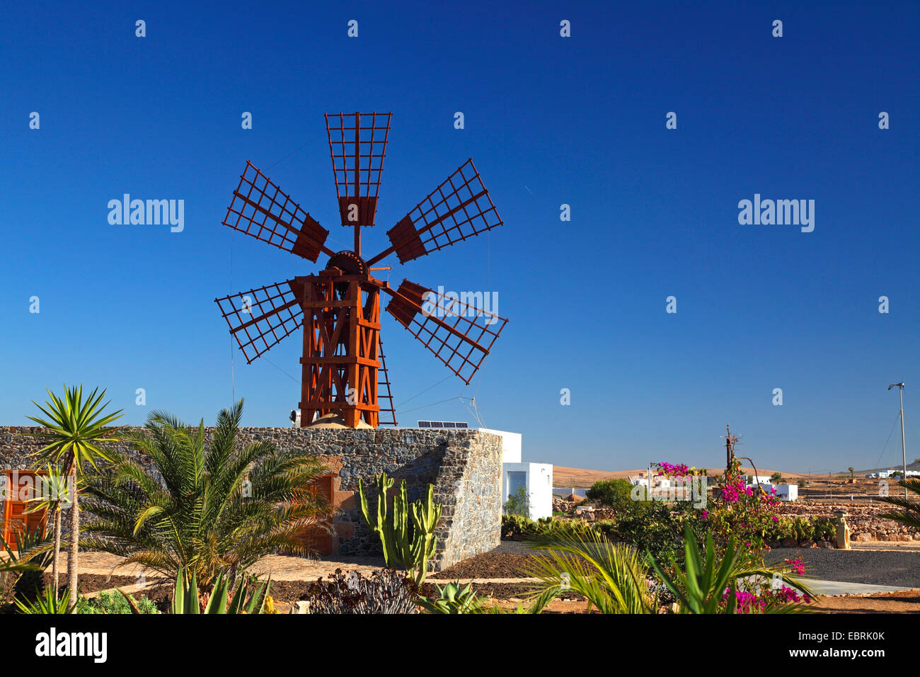Windmühle in Tindaya, Kanarischen Inseln, Fuerteventura Stockfoto