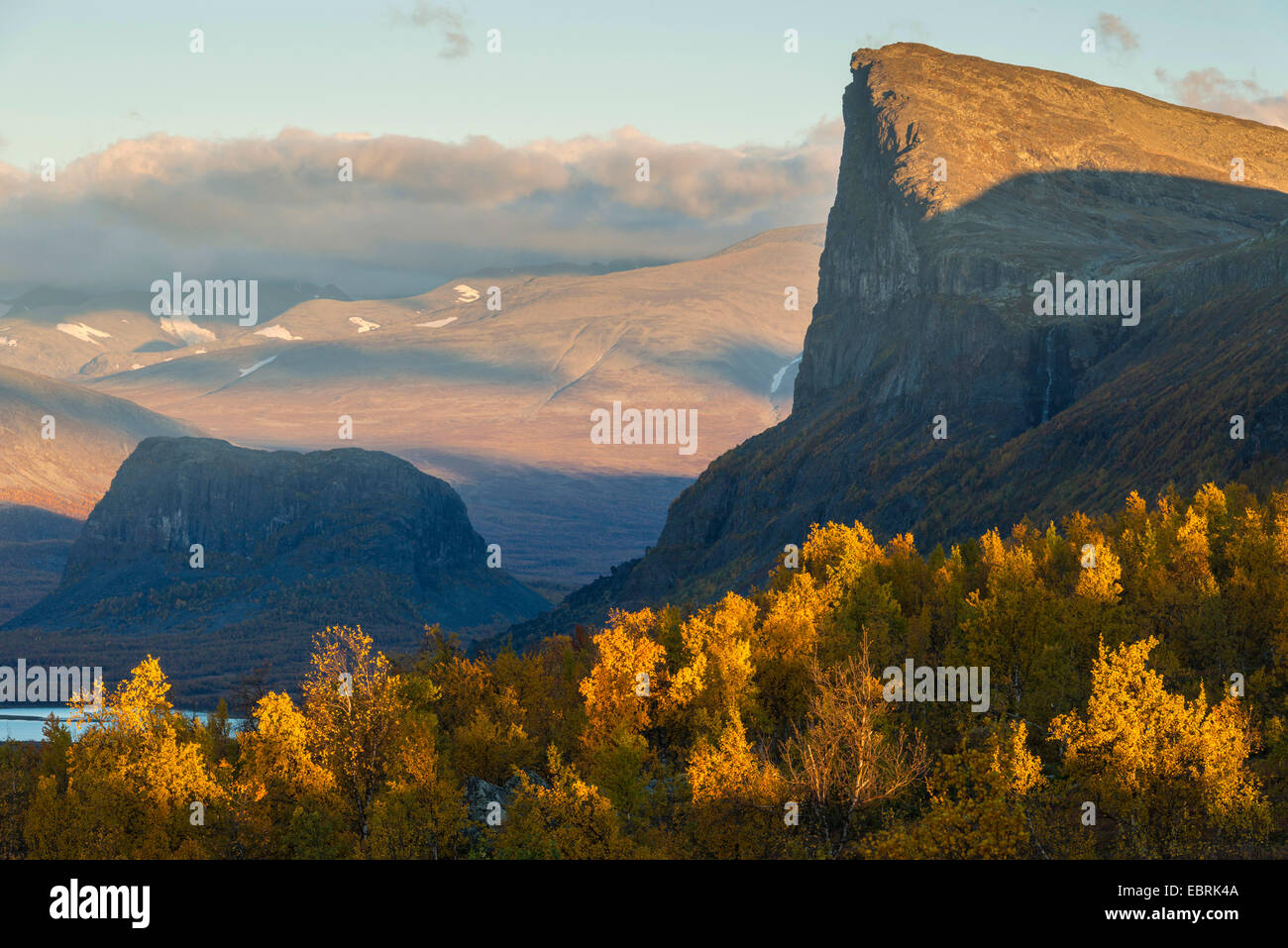Morgen-Stimmung bei Rapadalen im Herbst, Schweden, Lappland, Sarek Nationalpark Stockfoto