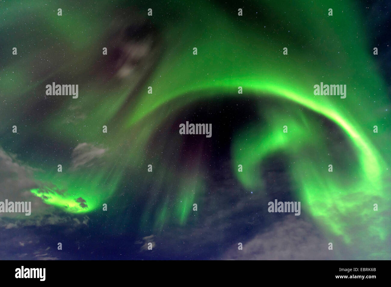 Aurora Borealis in der Nähe von Alesjaure, Schweden, Lappland, Norrbotten Stockfoto