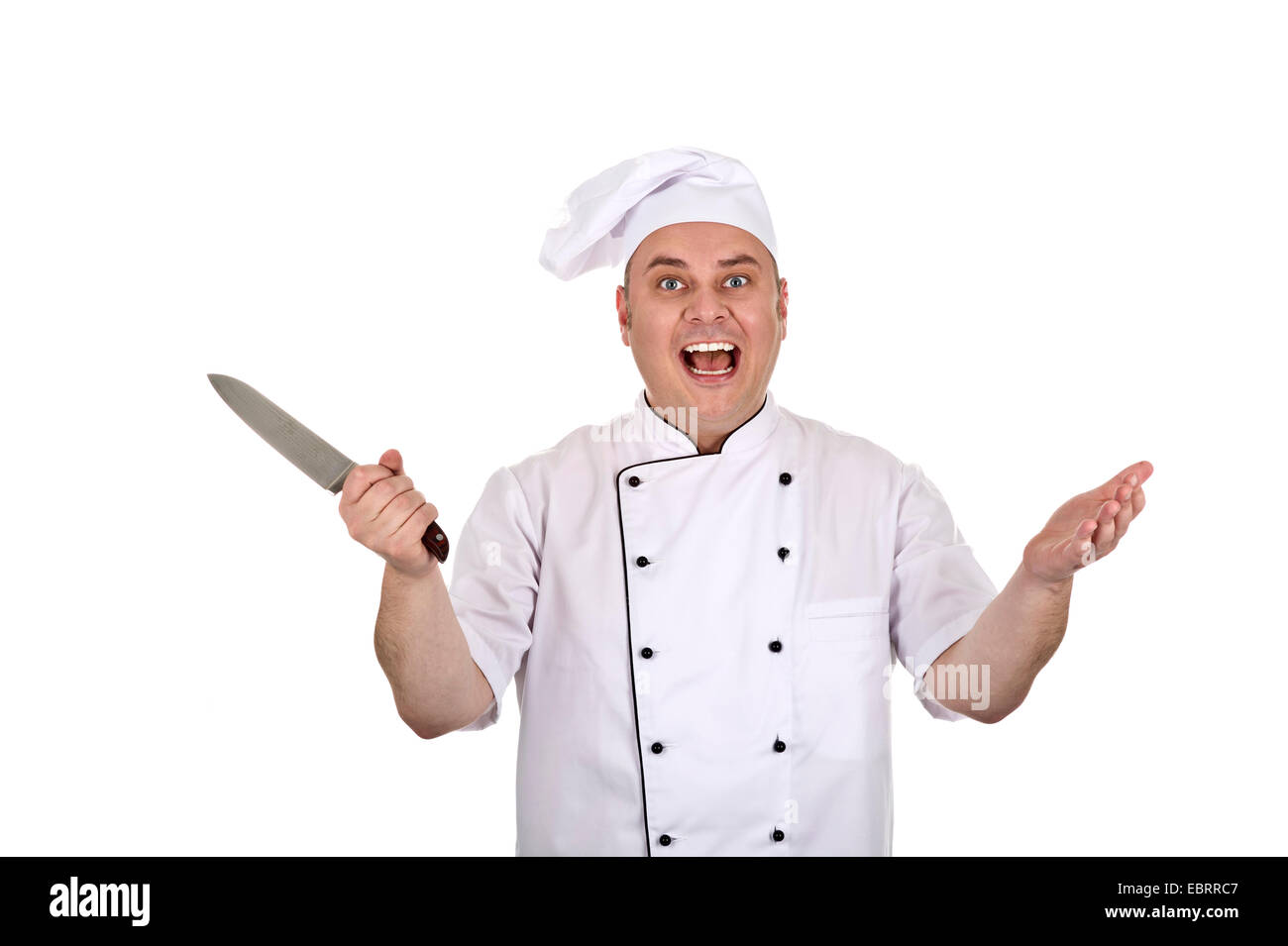 Kochen mit Küchenmesser Stockfoto