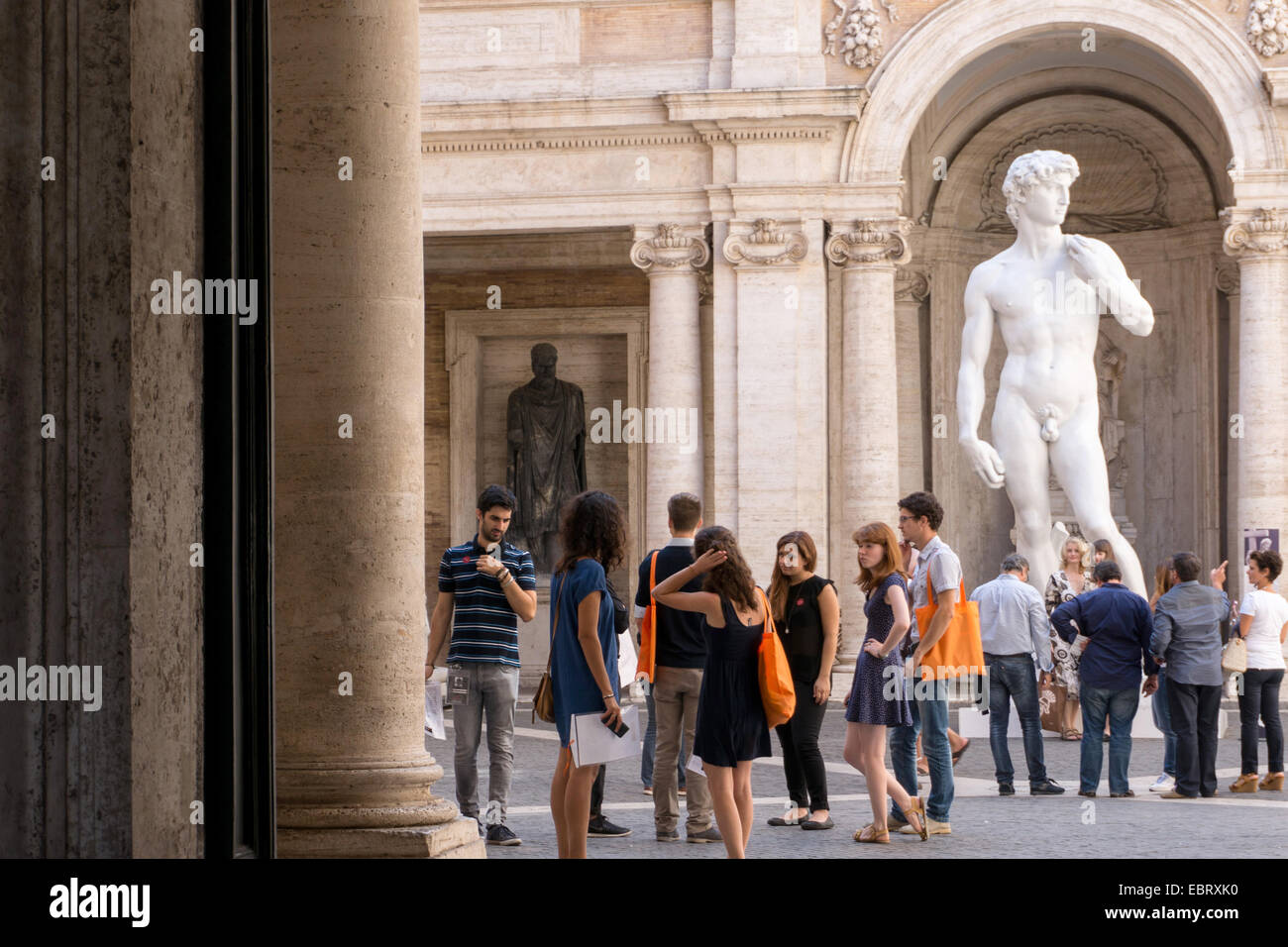 Italien: Eine Replik der David in den Kapitolinischen Museen, Rom. Foto vom 6. September 2014. Stockfoto