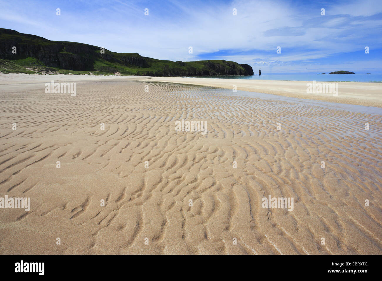 Sandstrand von Sandwood Bay an der nördlichen Küste von Schottland, Großbritannien, Schottland, Sutherland Stockfoto