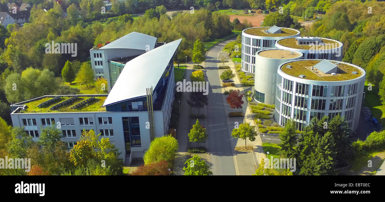 Luftbild auf Forschung und Entwicklung im Zentrum FEZ Witten und Zentrum Dental Research (ZBZ), Deutschland, Nordrhein-Westfalen, Ruhrgebiet, Witten Stockfoto