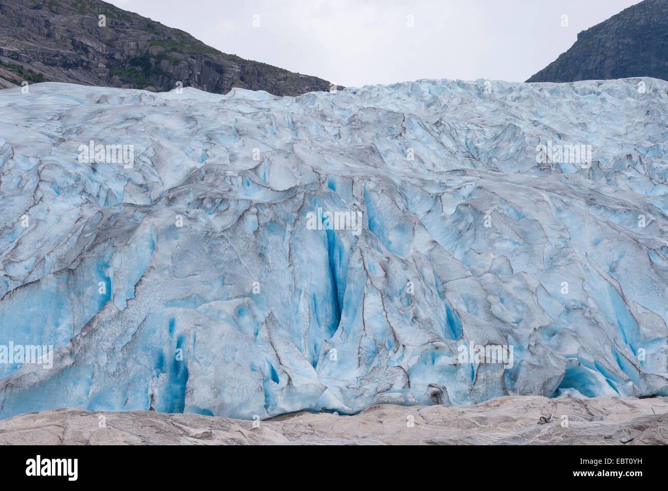 Gletscherzunge des Nigardsbreen, Norwegen, Jostedalsbreen Nationalpark Stockfoto