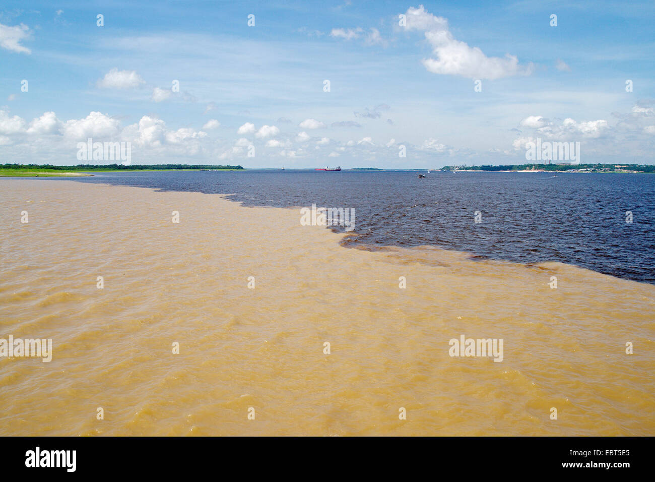 Tagung der Gewässer, Zusammenfluss von Rio Negro und Rio Solim § es, Amazonas, Manaus, Brasilien Stockfoto