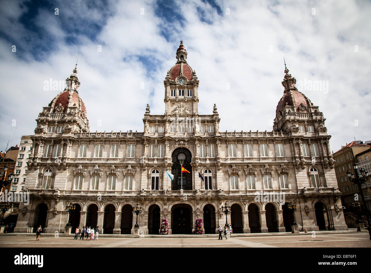 Coruna Rathaus befindet sich auf Maria Pita Platz in Galicien, Spanien. Stockfoto