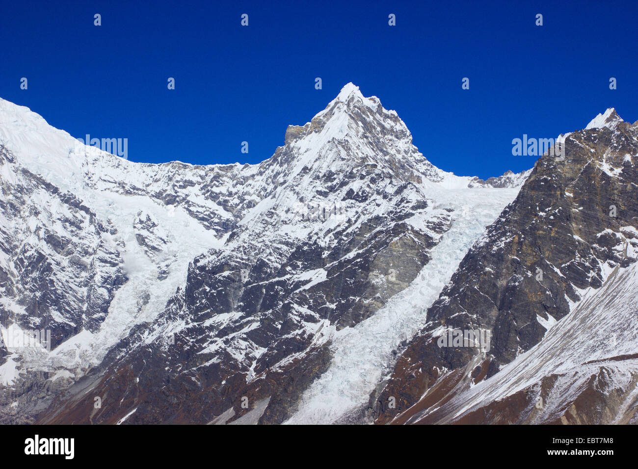 Kimshung von Tsergo Ri, Nepal Langtang Himal gesehen Stockfoto