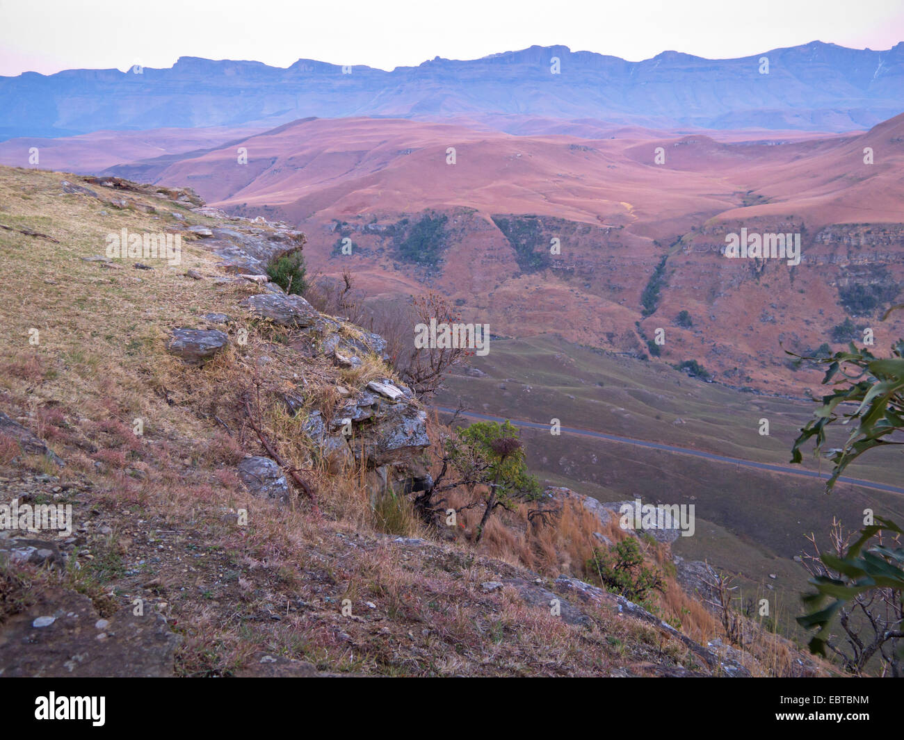 Panorama der Burg Riesengebirge, South Africa, Kwazulu-Natal, Drakensberge Stockfoto