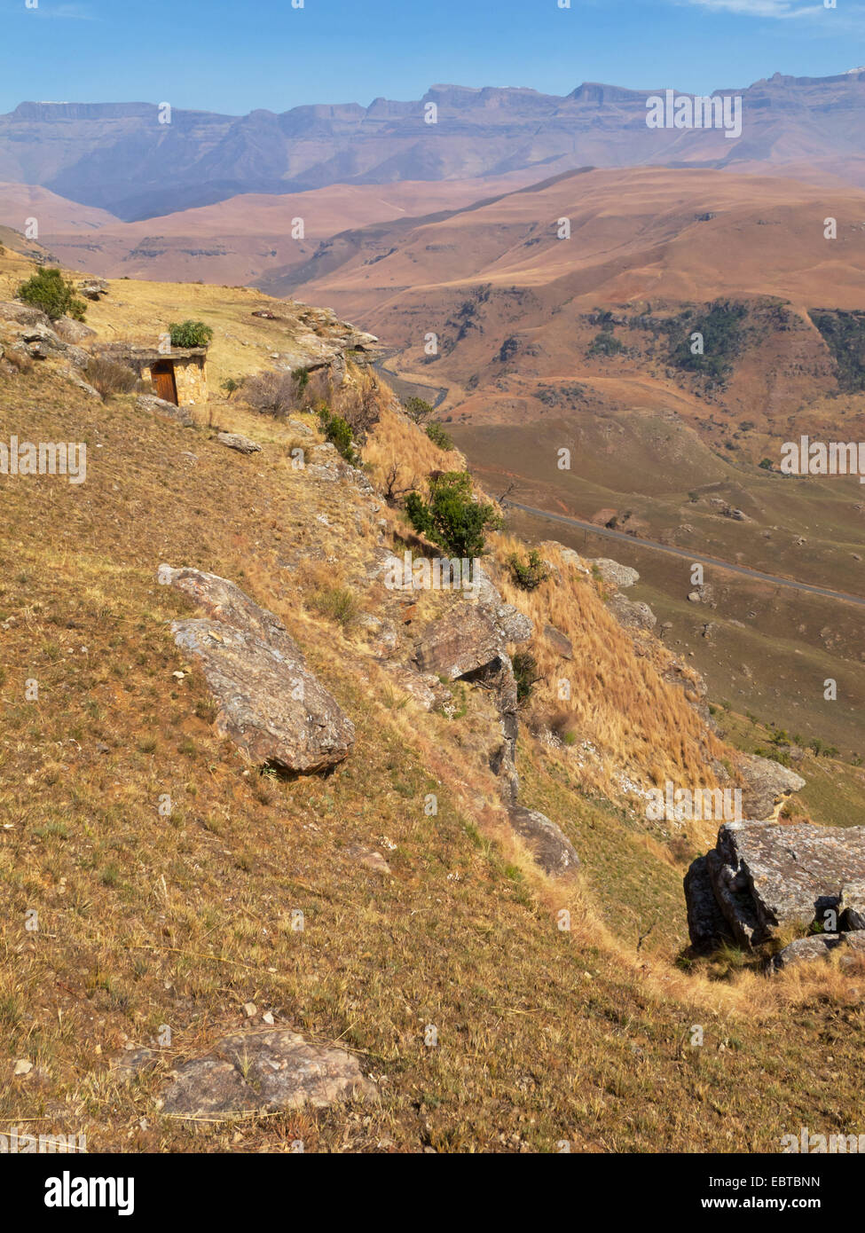 Panorama der Burg Riesengebirge, South Africa, Kwazulu-Natal, Drakensberge Stockfoto